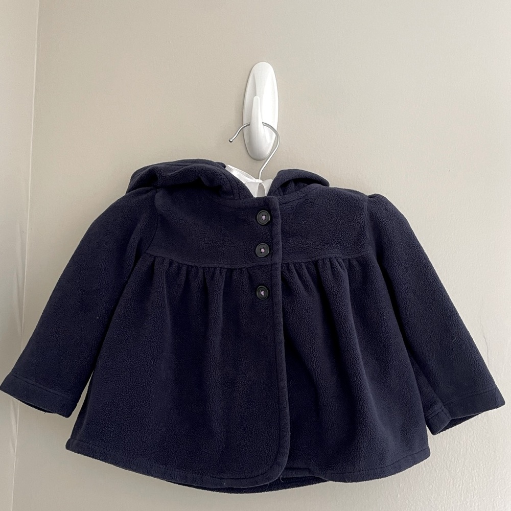 Just One You made by Carters, fleece hooded cape coat, color navy, size 6m